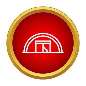 Hangar building storage warehouse dome line icon Stock Illustration