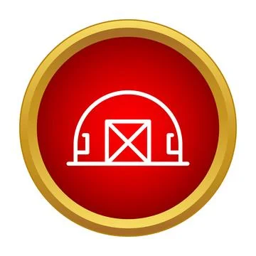 Hangar building storage warehouse icon on red button Stock Illustration