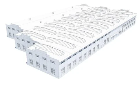 Hangar building. White wire-frame Ilustración de archivo