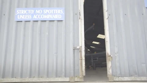 Hangar Door Opens On Spitfire Stock Footage 136047664