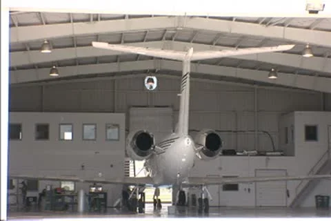 Hangar with plane NTSC Stock Footage 8968950