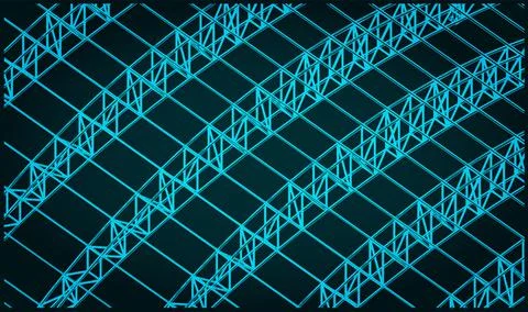 Hangar support structures close up illustration Illustrazione stock