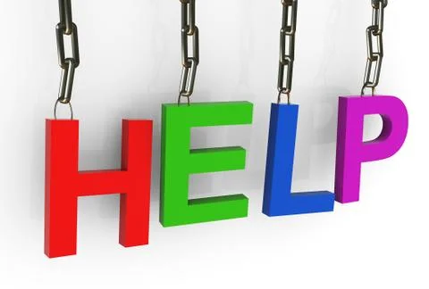 Hanged colorful 'help' text Illustrazione stock