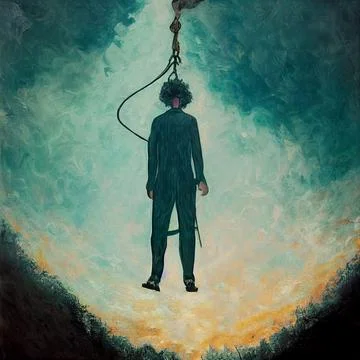 The Hanged Man. Concept on the topic of suicide or murder Stock Illustration