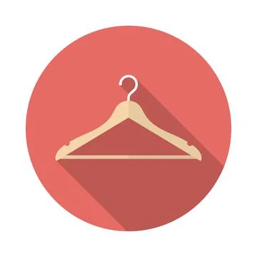Hanger circle icon with long shadow. Flat design style. Stock Illustration