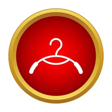 Hanger clothing icon inside red and gold circle Stock Illustration
