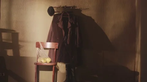 Hanger in the hallway (posing) Stock Footage 74405557