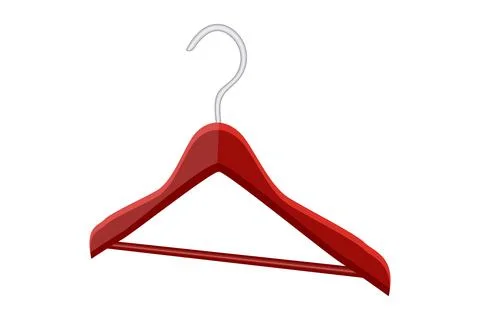 Hanger isolated on white background. Clothes wooden hanger with metal hook. Stock Illustration