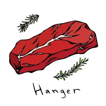 Hanger Steak Cut Vector Isolated On White Background. Stock Illustration