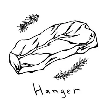 Hanger Steak Cut Vector Isolated On White Background. Outline. Stock Illustration