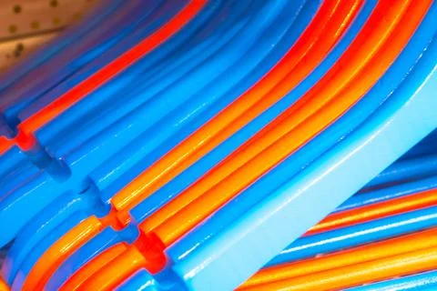 Hangers on the hanger in the store Stock Photos