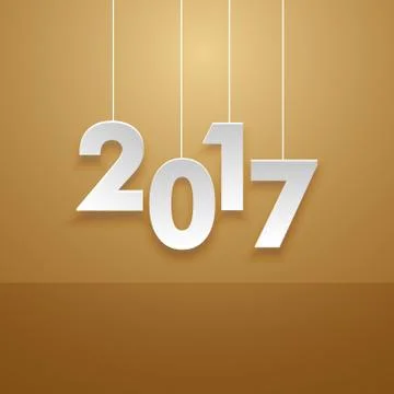 Hanging 2017 text in minimal style card Stock Illustration