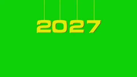 Hanging 2027 digits with green background Stock Footage 304832874