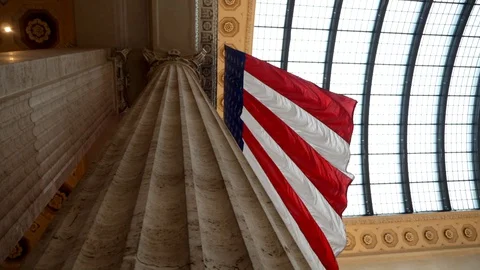 Hanging American Flag Stock Footage 129521422