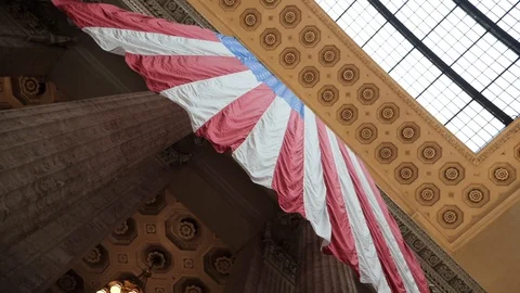 Hanging American Flag Stock Footage 129521426