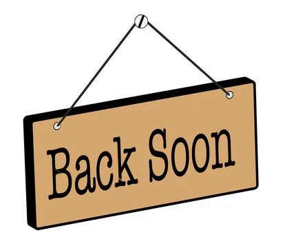 Hanging Back Soon Sign Stock Illustration