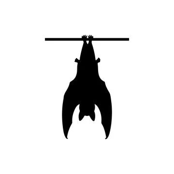 Hanging Bat Silhouette Vector Illustration Isolated on White Background Asset Stock-Illustration