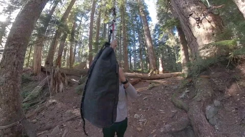 Hanging up the Bear Bag on Cables Video stock 267284386