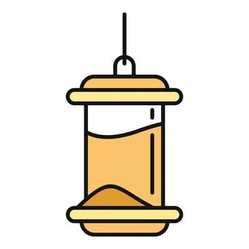 Hanging bird feeder distributing seeds for wildlife Stock Illustration
