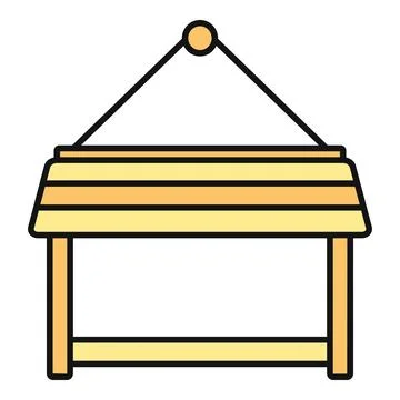 Hanging bird feeder flat line icon illustration Stock Illustration