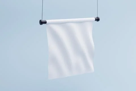 Hanging blank banner, studio backdrop, mockup, design 스톡 일러스트