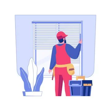 Hanging blinds isolated concept vector illustration. Stock Illustration