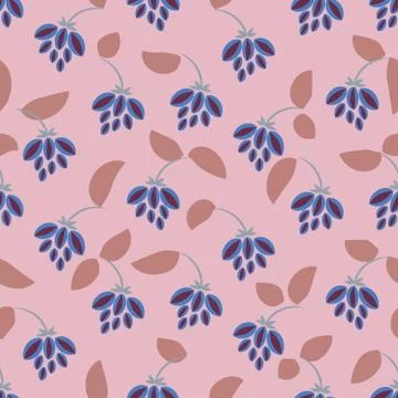 Hanging blue flowers seamless vector pattern Stock-Illustration