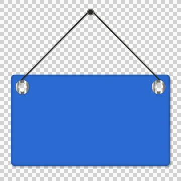 Hanging Blue Signboard Isolated on White. Can be used as a Text Frame. Иллюстрация