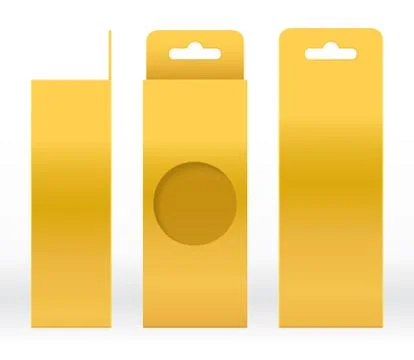Hanging Box Gold window shape cut out Packaging Template blank Luxury Empty  Illustrazione stock