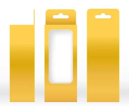 Hanging Box Gold window shape cut out Packaging Template blank Luxury Empty Stock Illustration