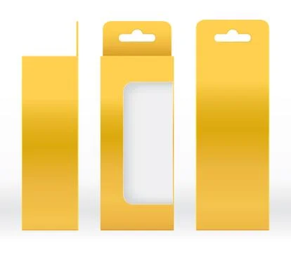 Hanging Box Gold window shape cut out Packaging Template blank Luxury Empty Stock Illustration
