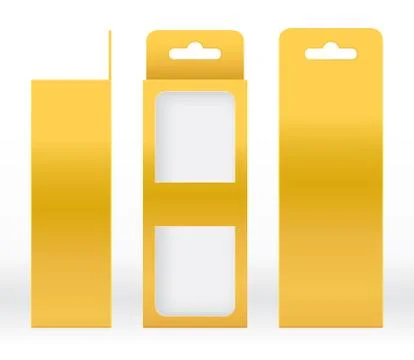 Hanging Box Gold window shape cut out Packaging Template blank Luxury Empty Stock Illustration