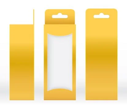 Hanging Box Gold window shape cut out Packaging Template blank Luxury Empty Stock-Illustration
