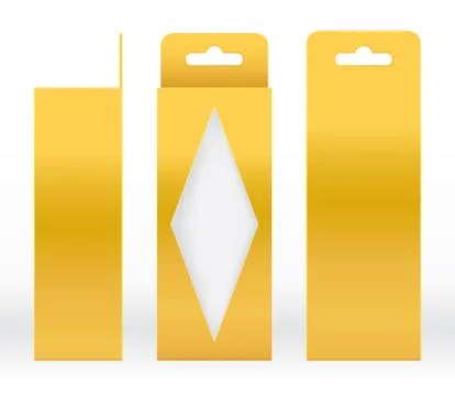 Hanging Box Gold window shape cut out Packaging Template blank luxury empty 스톡 일러스트