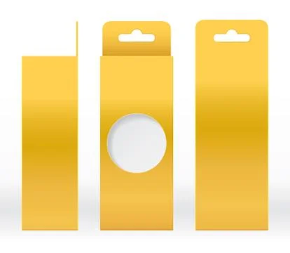 Hanging Box Gold window shape cut out Packaging Template blank Luxury 스톡 일러스트