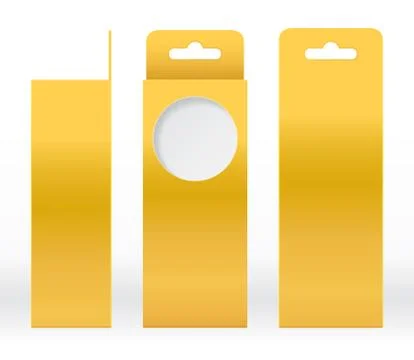 Hanging Box Gold window shape cut out Packaging Template blank Luxury Empty Stock Illustration