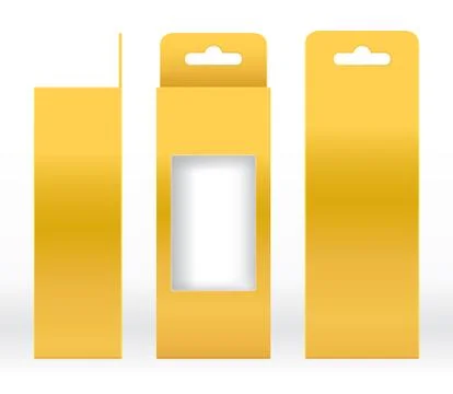 Hanging Box Gold window shape cut out Packaging Template blank Luxury Empty 스톡 일러스트