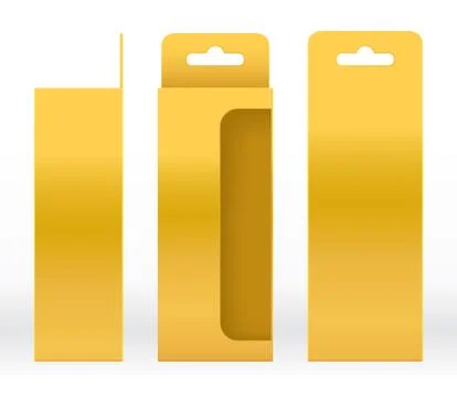 Hanging Box Gold window shape cut out Packaging Template blank Luxury Empty Stock Illustration
