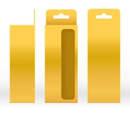 Hanging Box Gold window shape cut out Packaging Template blank 스톡 일러스트