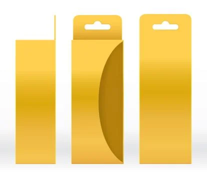Hanging Box Gold window shape cut out Packaging Template blank Illustrazione stock