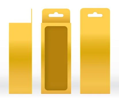 Hanging Box Gold window shape cut out Packaging Template blank Luxury Empty 스톡 일러스트