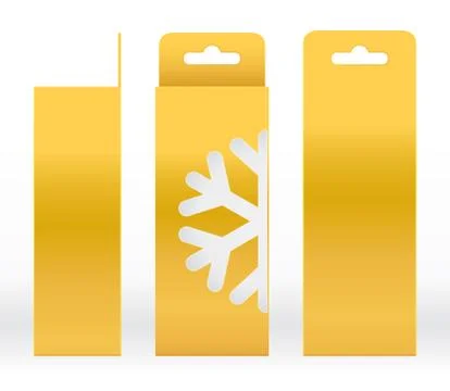 Hanging Box Gold window snow shape cut out Packaging Template blank Luxury Stock Illustration