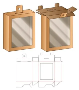 Hanging Box packaging die cut template design. 3d mock-up Stock Illustration
