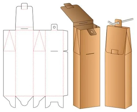 Hanging Box packaging die cut template design. 3d mock-up Stock Illustration