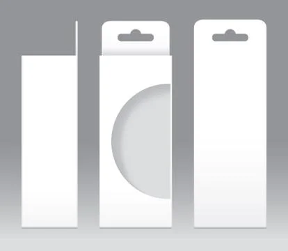 Hanging Box White window shape cut out Packaging Template blank. Empty Box 스톡 일러스트