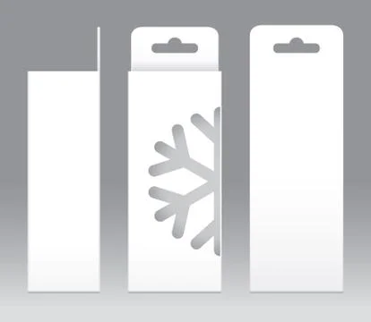 Hanging Box White window Snow Shape cut out Packaging Template blank Illustrazione stock