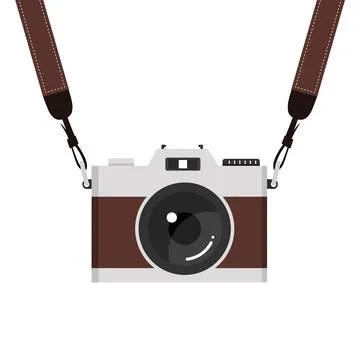 Hanging brown camera strap vector Stock Illustration