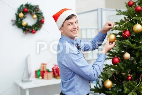 Hanging bubbles on xmas tree Stock Photos
