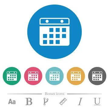 Hanging calendar alternate version flat round icons Stock Illustration