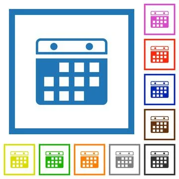 Hanging calendar alternate version flat framed icons イラスト素材